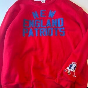 NFL New England Patriots Red Crewneck with Blue Lettering